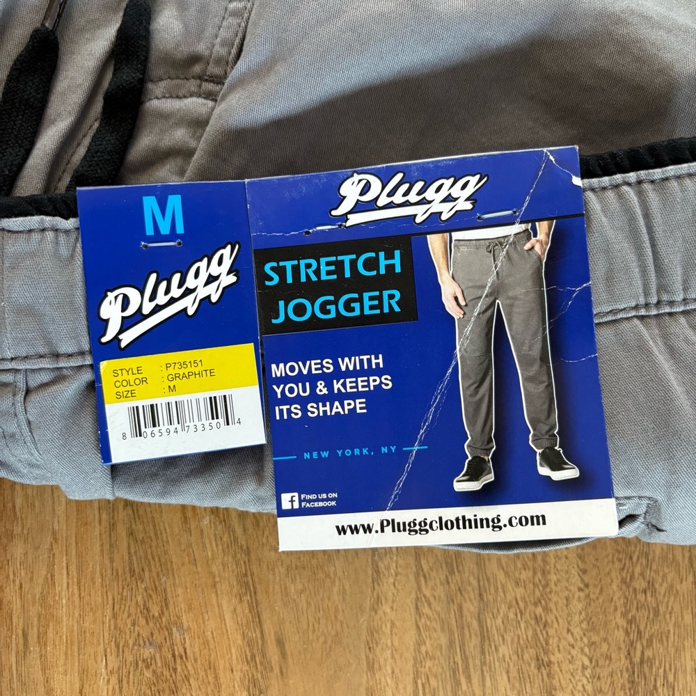 NWT Plugg Men's Gray Joggers with Drawstring size M - Picture 5 of 12